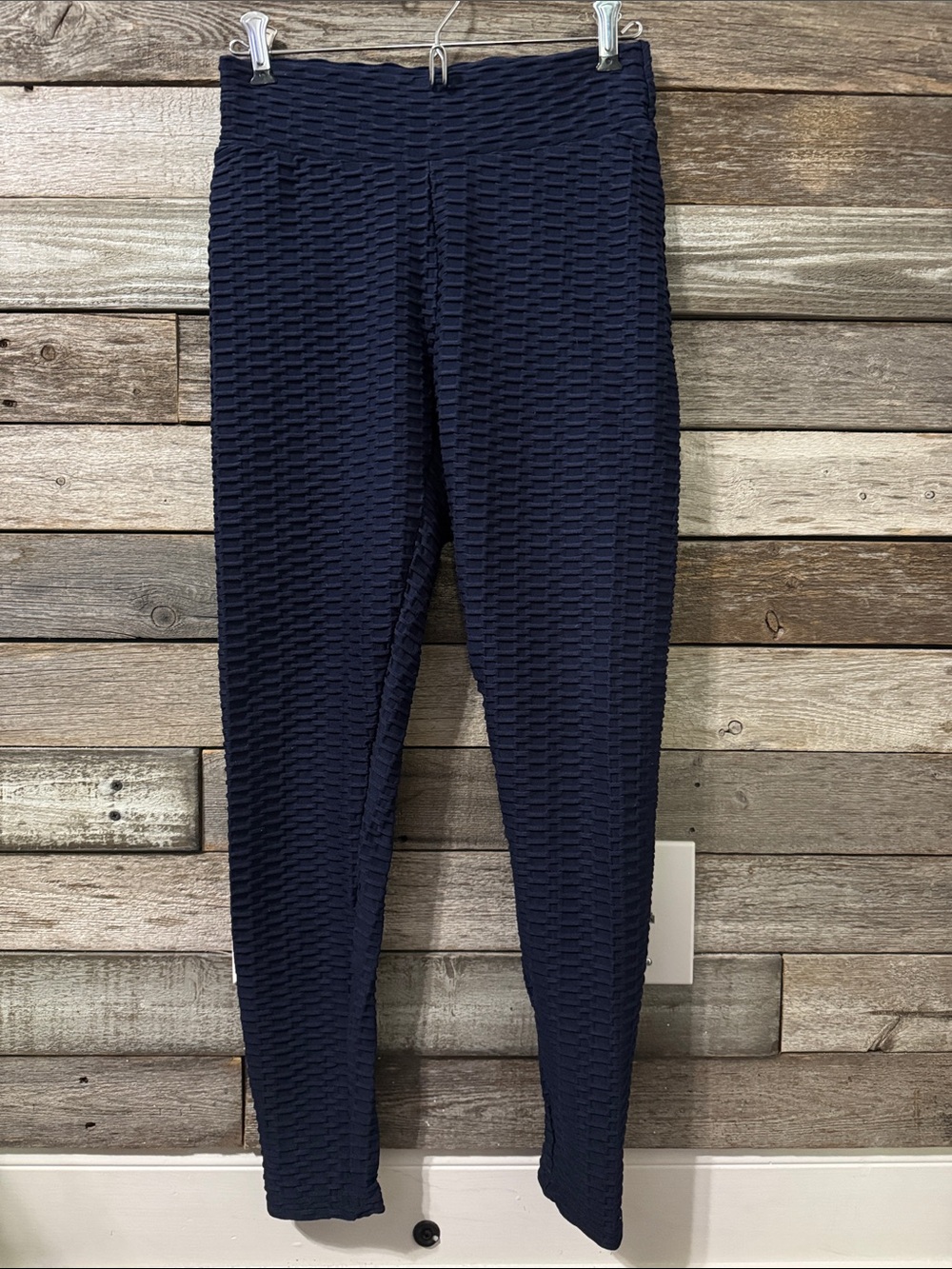 Textured Navy Leggings